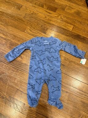 Carter's Light Blue Shark Print Footed Jumpsuit